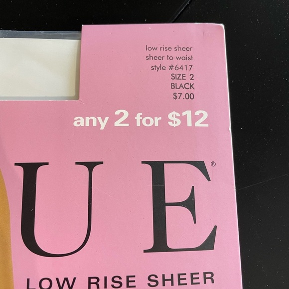 HUE low rise sheer hip hugger tights hose sz 2 black #6417 - Picture 2 of 3